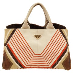 Prada Multicolor Printed Canvas Large Canapa Tote