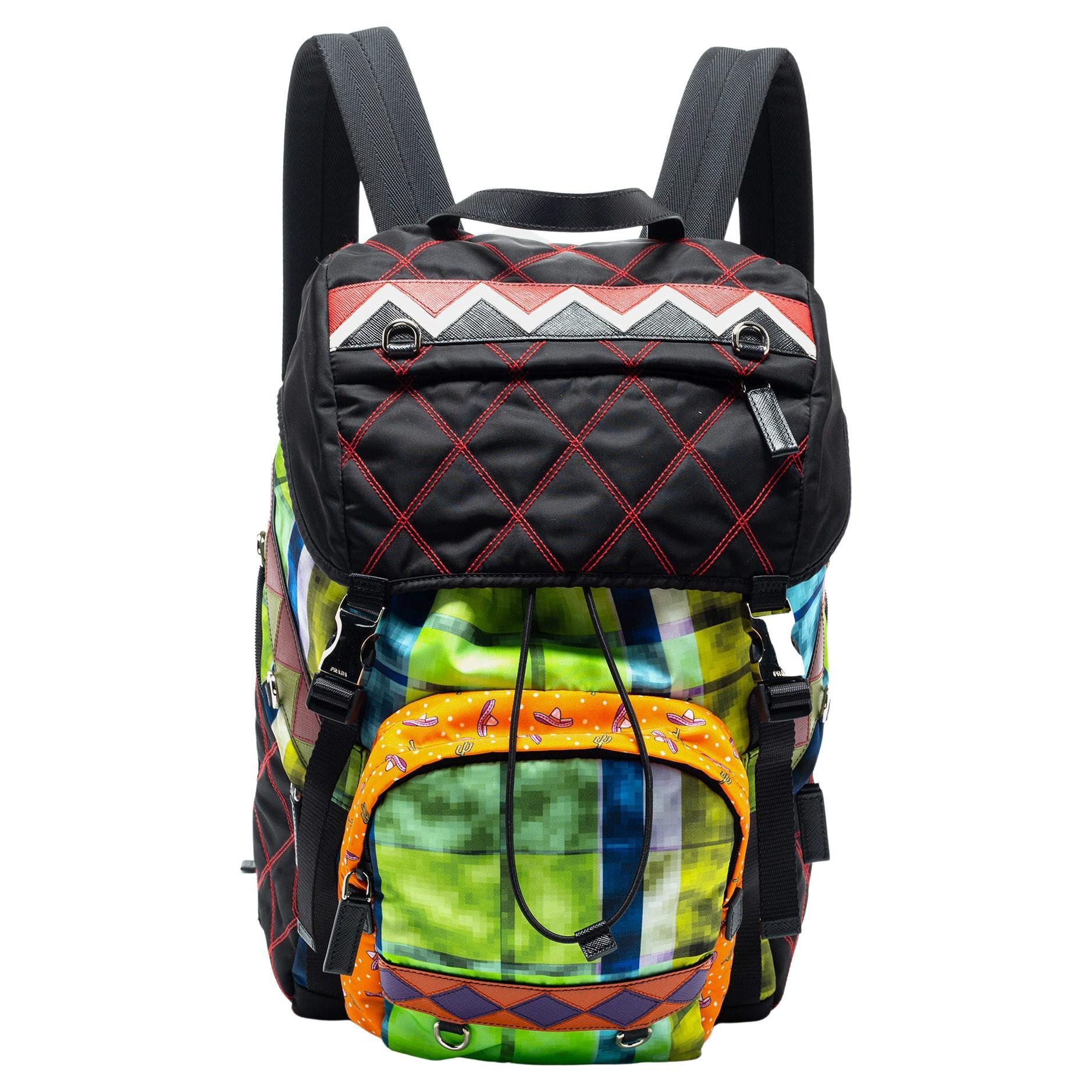 Passief adverteren overschot Prada Multicolor Printed Nylon Backpack For Sale at 1stDibs