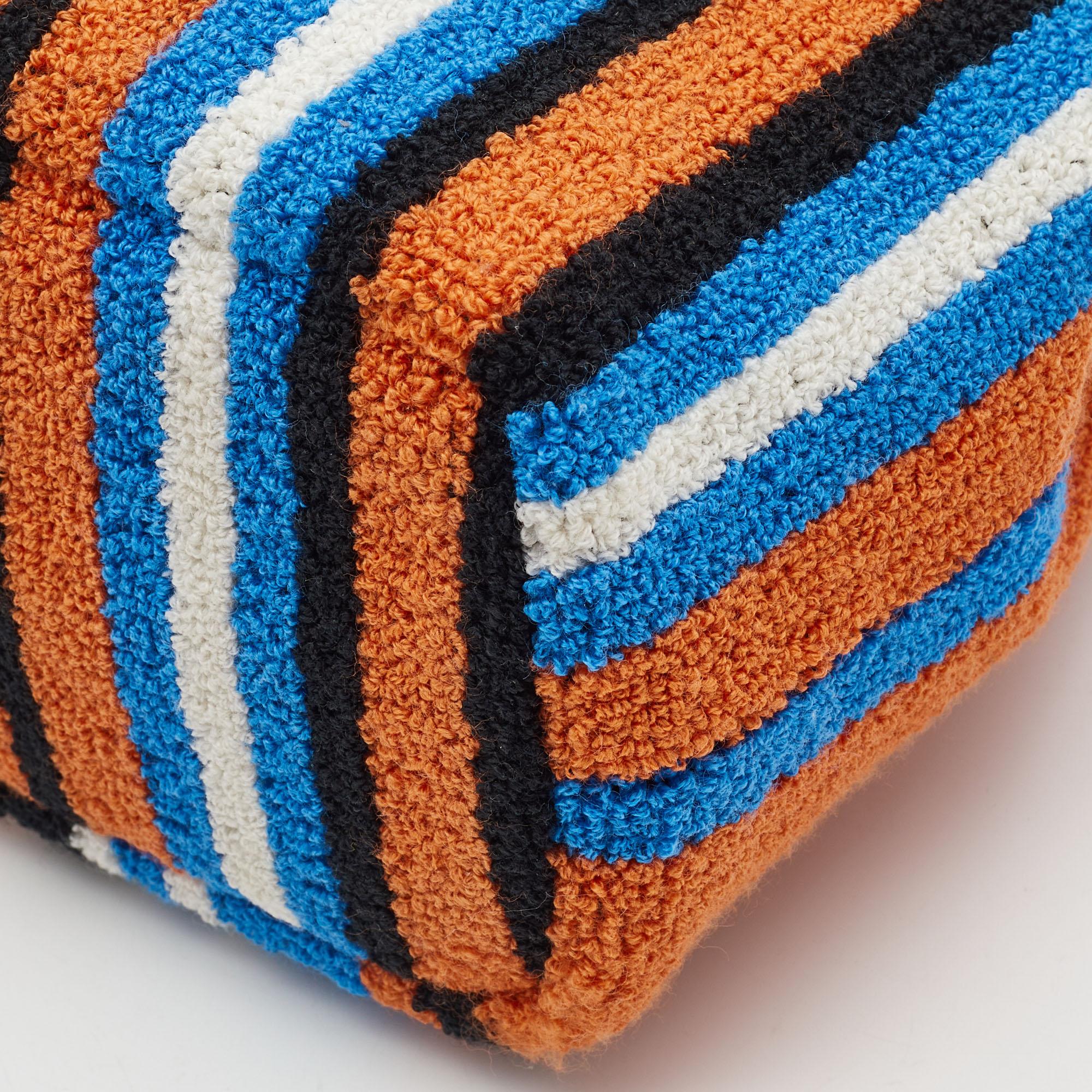 Prada Multicolor Stripe Terry Fabric Embroidered Logo Tote 5