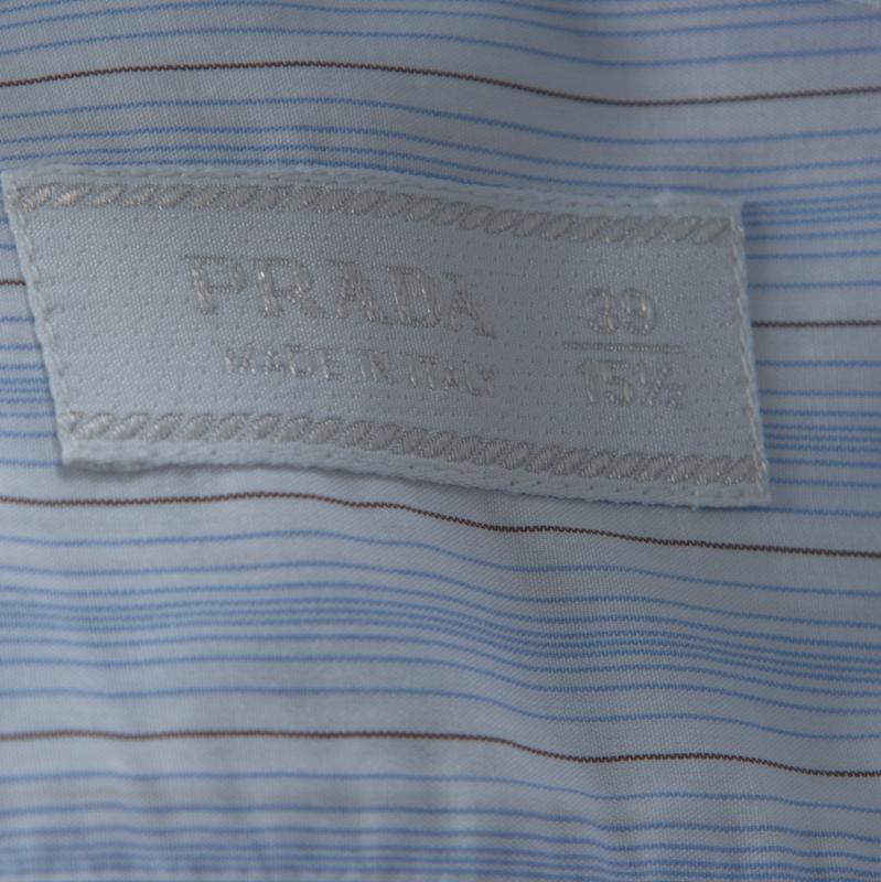 Prada Multicolor Striped Cotton Button Front Long Sleeve Shirt M 1