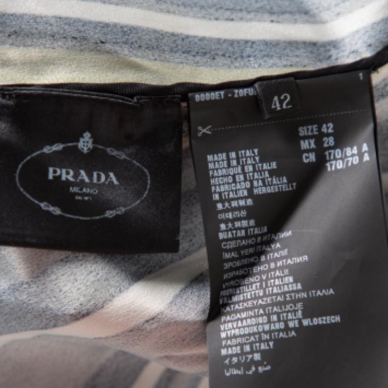 Prada Multicolor Striped Crepe Midi Dress M For Sale 1