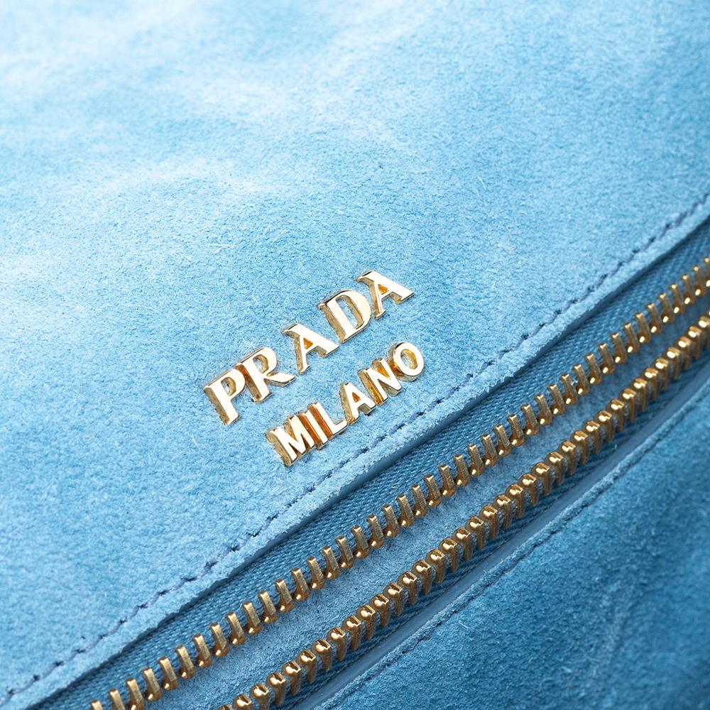 Prada Multicolor Wildleder und Leder Etiquette Klappe Umhängetasche 5