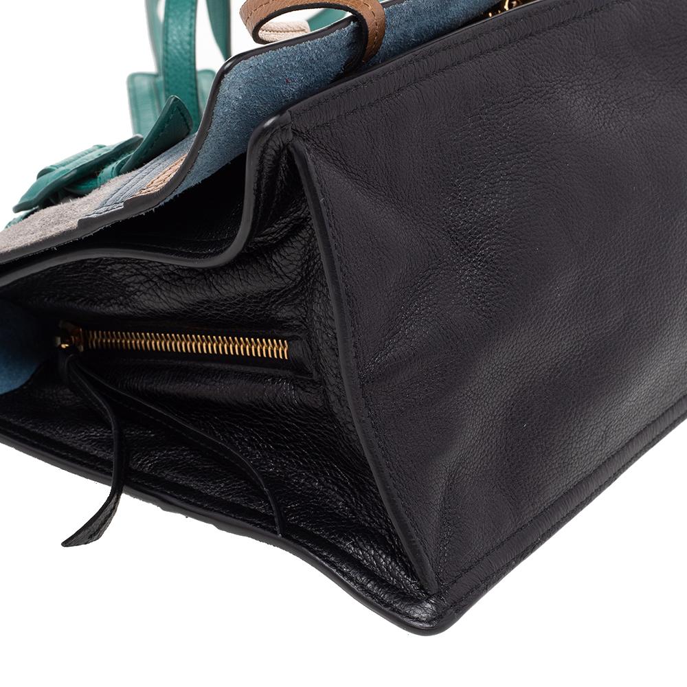 Gray Prada Multicolor Suede and Leather Etiquette Flap Shoulder Bag