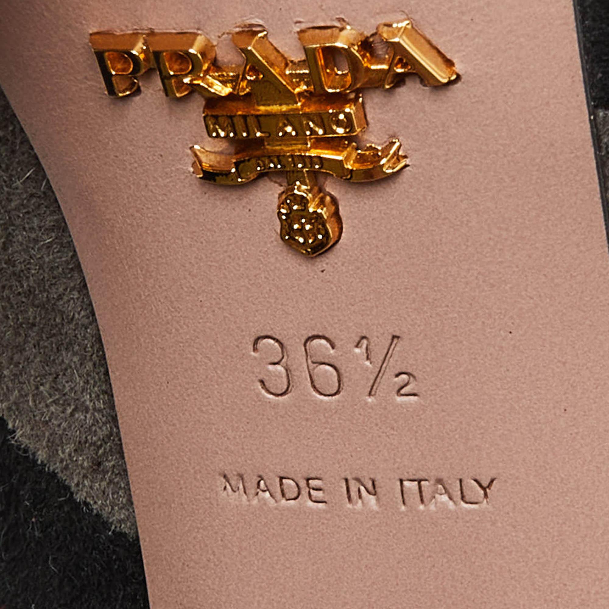 Make a statement with these Prada booties for women. Impeccably crafted, these chic heels offer both fashion and comfort, elevating your look with each graceful step.

Includes: Original Dustbag