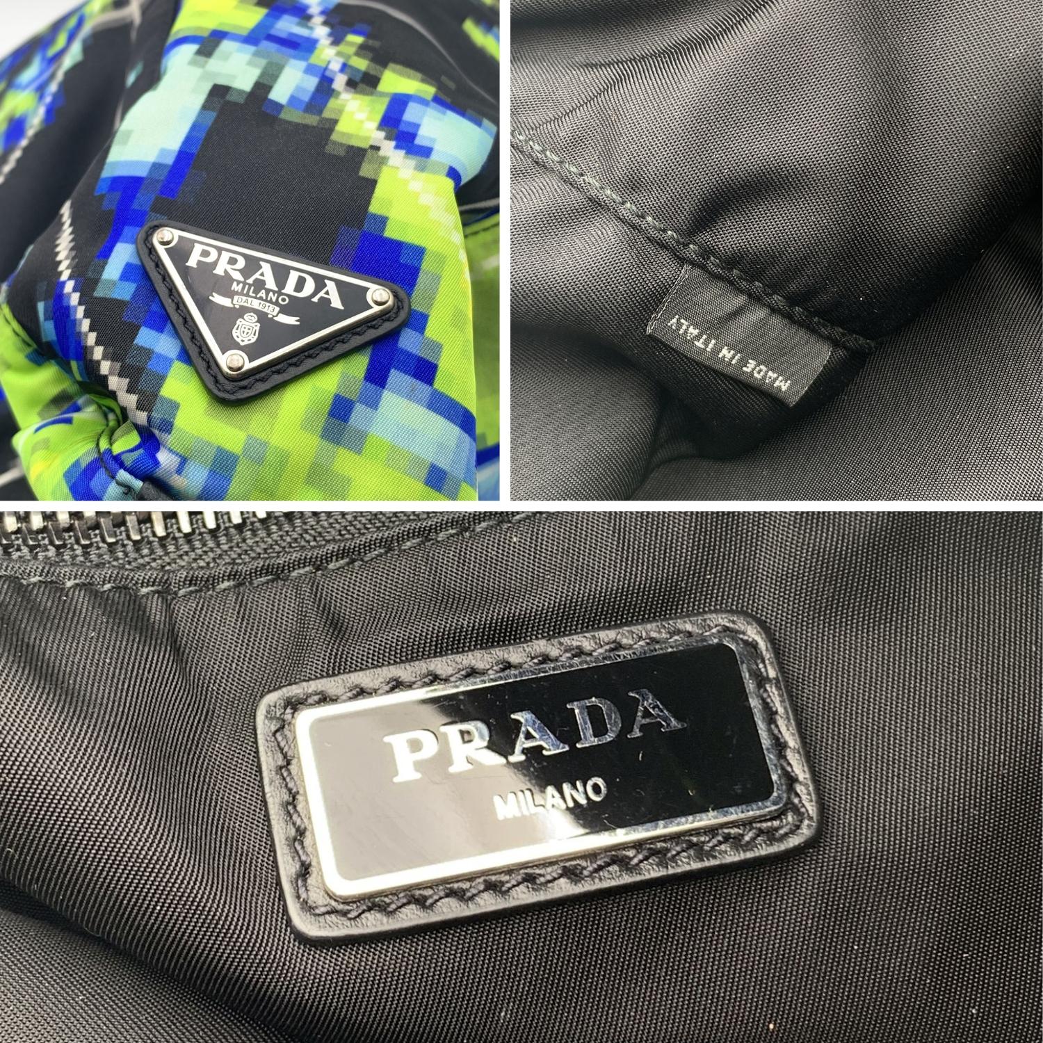 Prada Multicolor Tessuto Nylon Radar Print Tote Shoulder Bag In Excellent Condition For Sale In Rome, Rome