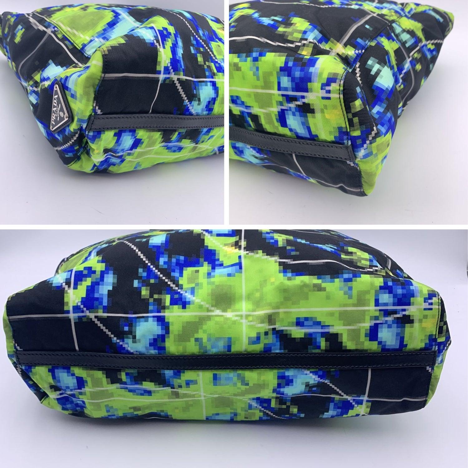 Women's Prada Multicolor Tessuto Nylon Radar Print Tote Shoulder Bag