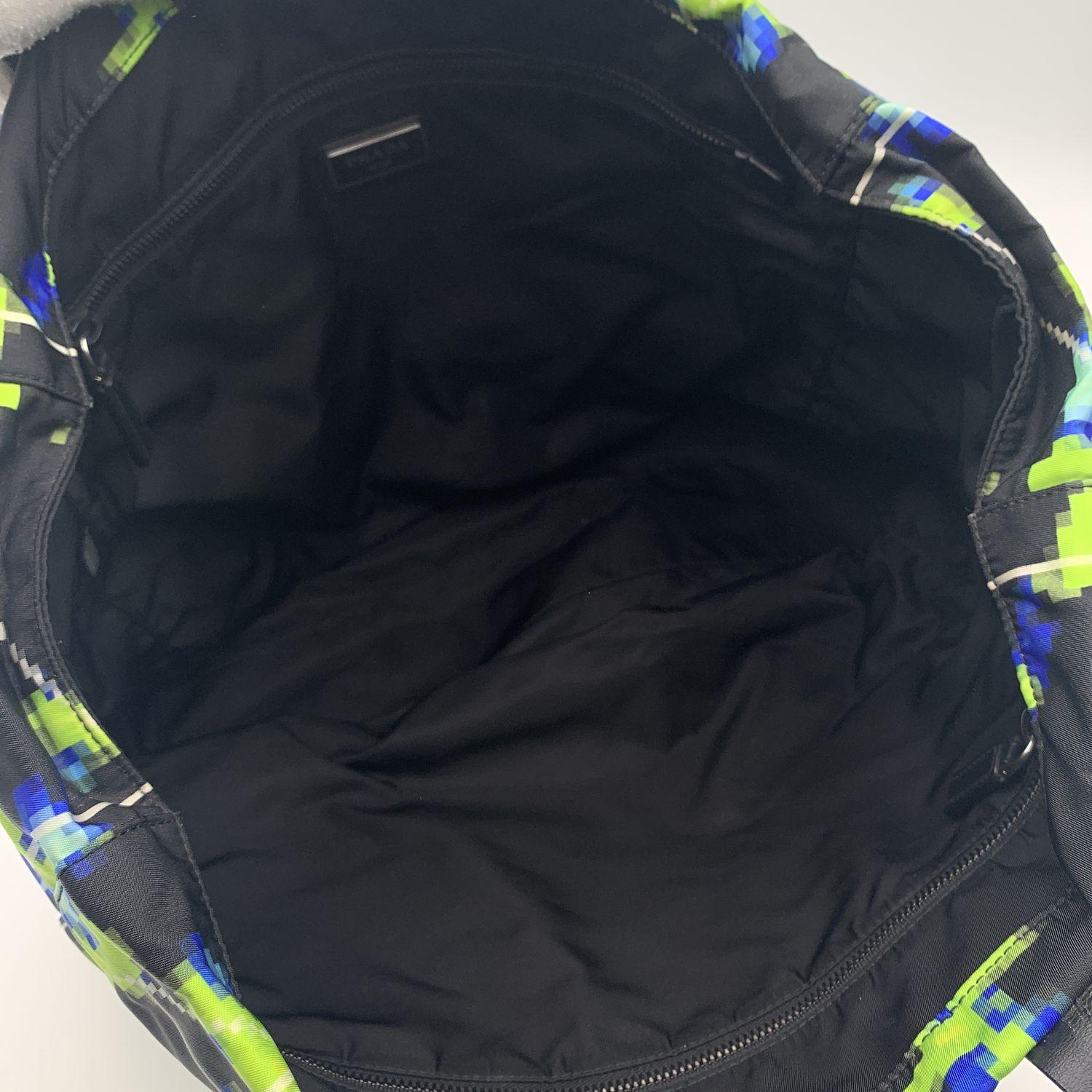 Women's Prada Multicolor Tessuto Nylon Radar Print Tote Shoulder Bag For Sale