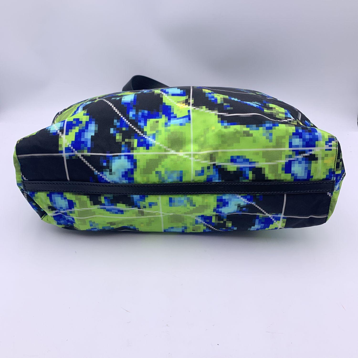 Prada Multicolor Tessuto Nylon Radar Print Tote Shoulder Bag 2