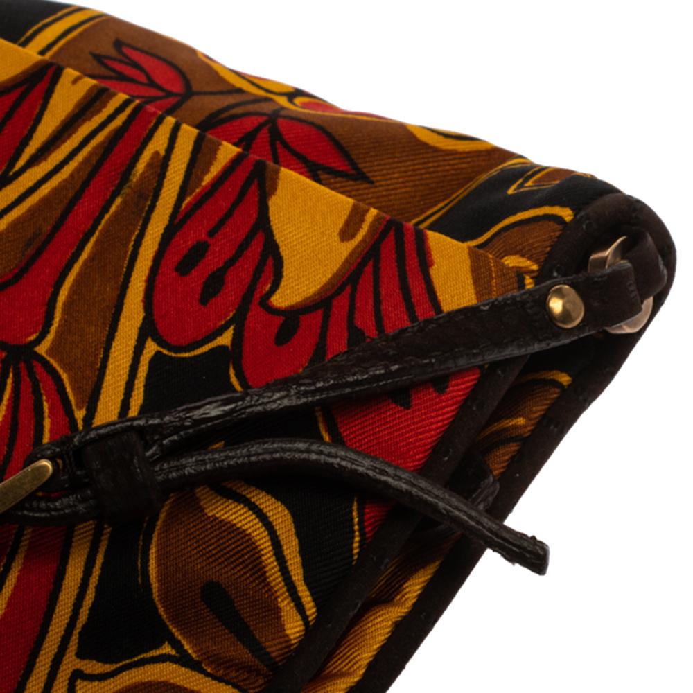 Prada Multicolor Tulip Print Silk and Leather Pochette Bag 5