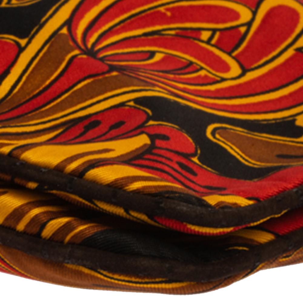 Prada Multicolor Tulip Print Silk and Leather Pochette Bag 6