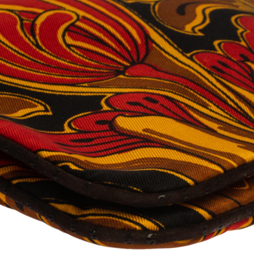 Prada Multicolor Tulip Print Silk and Leather Pochette Bag 7