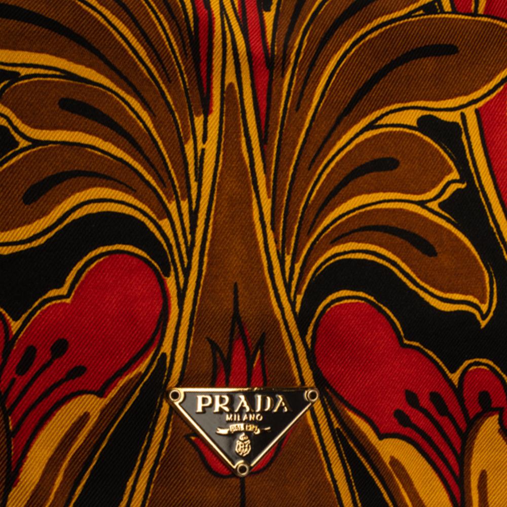 Prada Multicolor Tulip Print Silk and Leather Pochette Bag 2