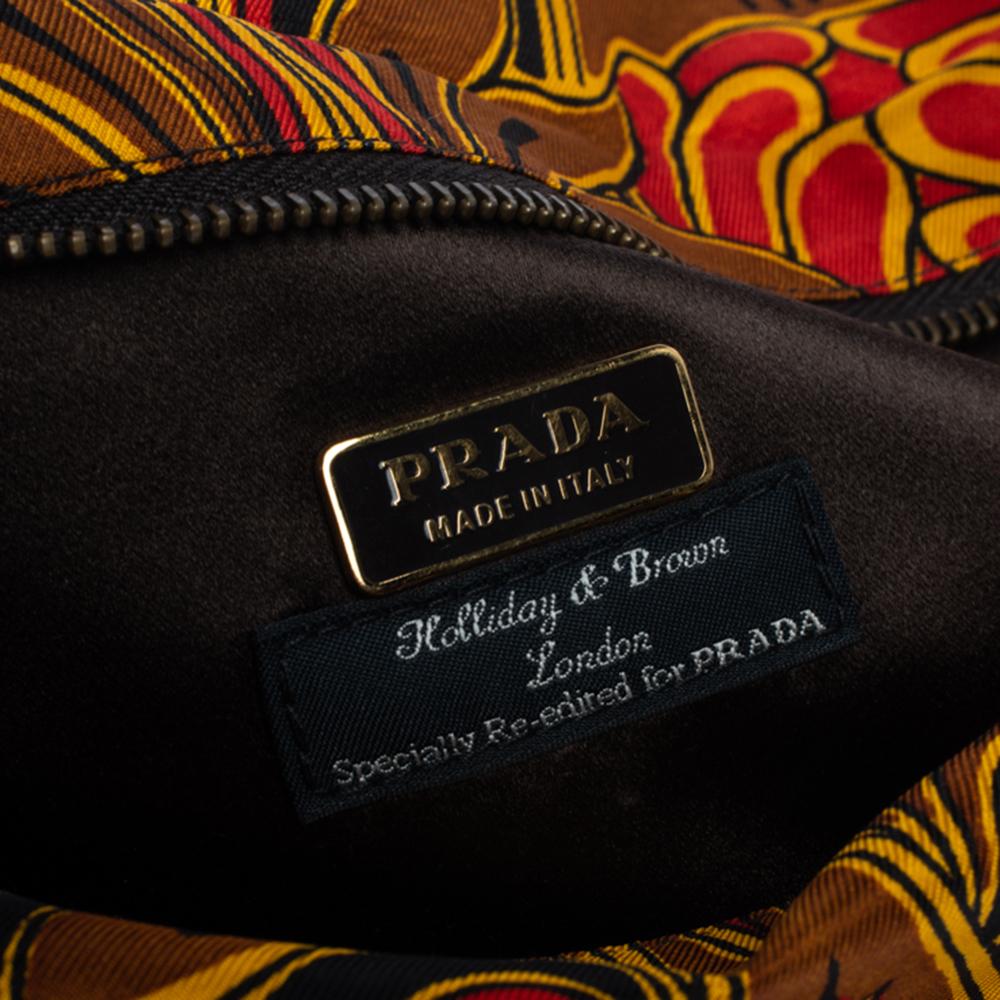 Prada Multicolor Tulip Print Silk and Leather Pochette Bag 3