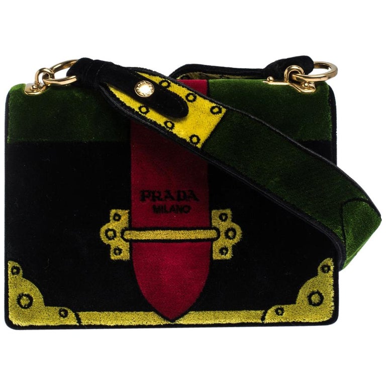 Prada Multicolor Velvet Trompe L'oeil Cahier Shoulder Bag For Sale at  1stDibs