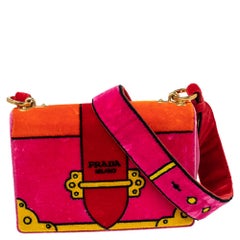 Prada Cahier Velvet Clutch Bag Multicolor