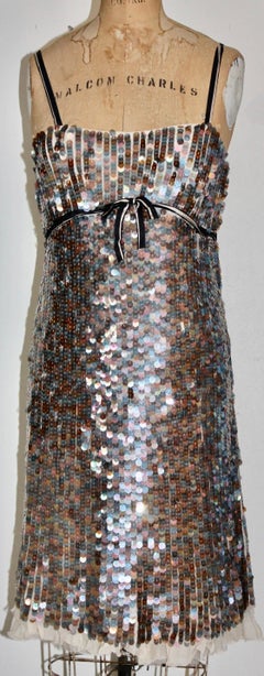 Prada Multicolored Irridized Plastic Disks Cocktail Dress