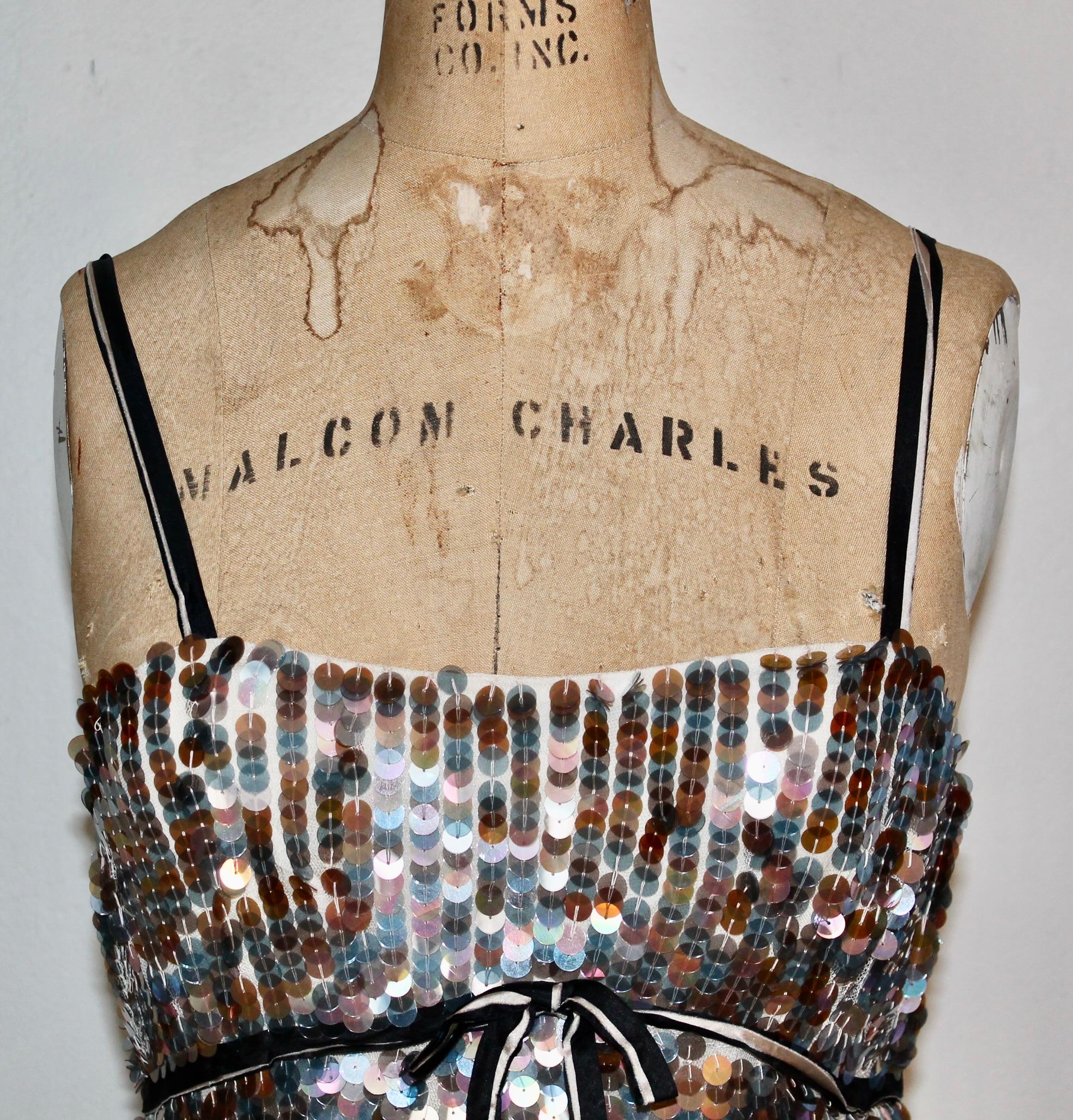 Gray Prada Multicolored Irridized Plastic Disks Cocktail Dress For Sale
