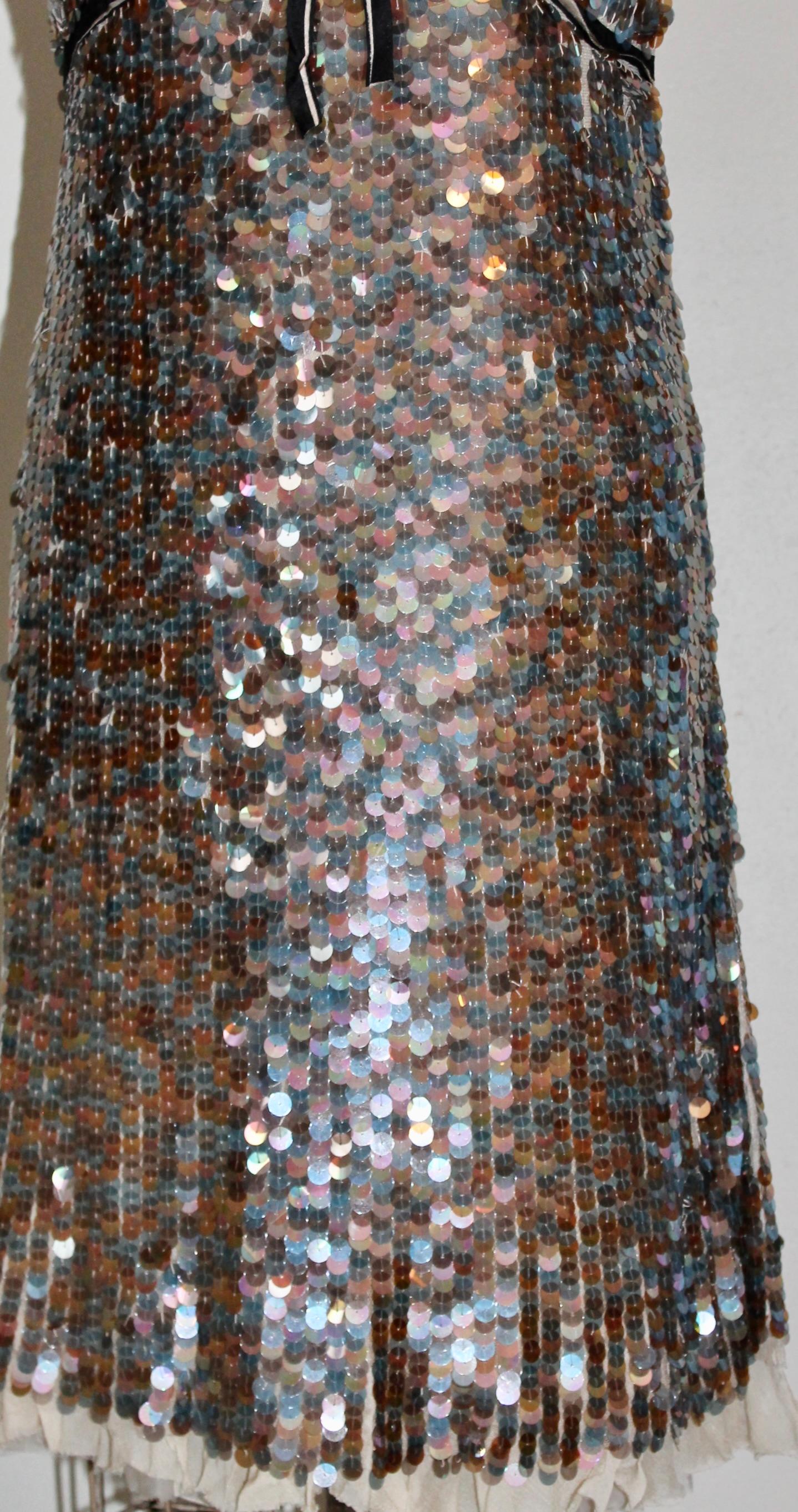 Prada Multicolored Irridized Plastic Disks Cocktail Dress In Good Condition For Sale In Sharon, CT