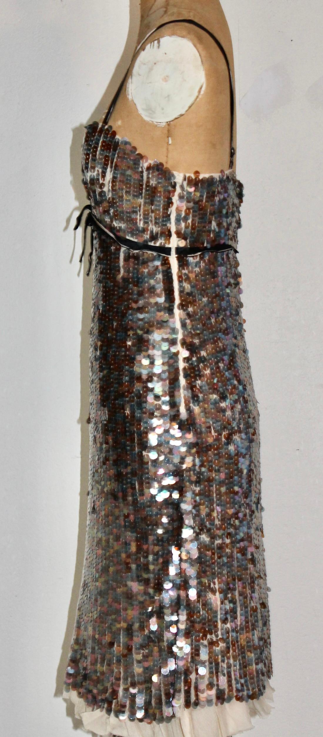 Women's Prada Multicolored Irridized Plastic Disks Cocktail Dress For Sale