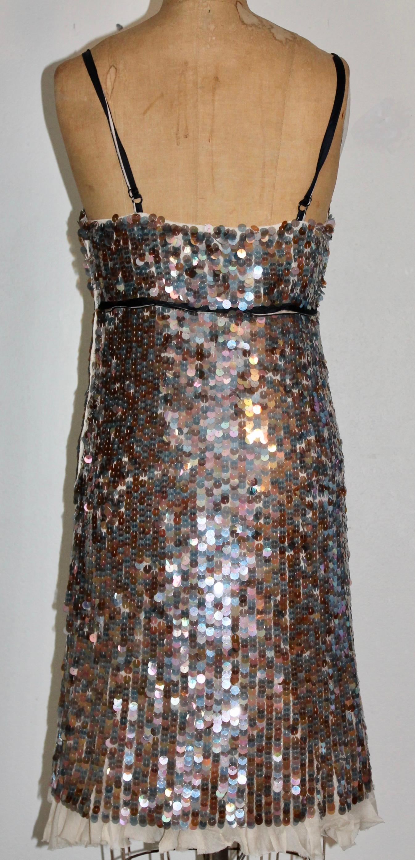 Prada Multicolored Irridized Plastic Disks Cocktail Dress For Sale 2