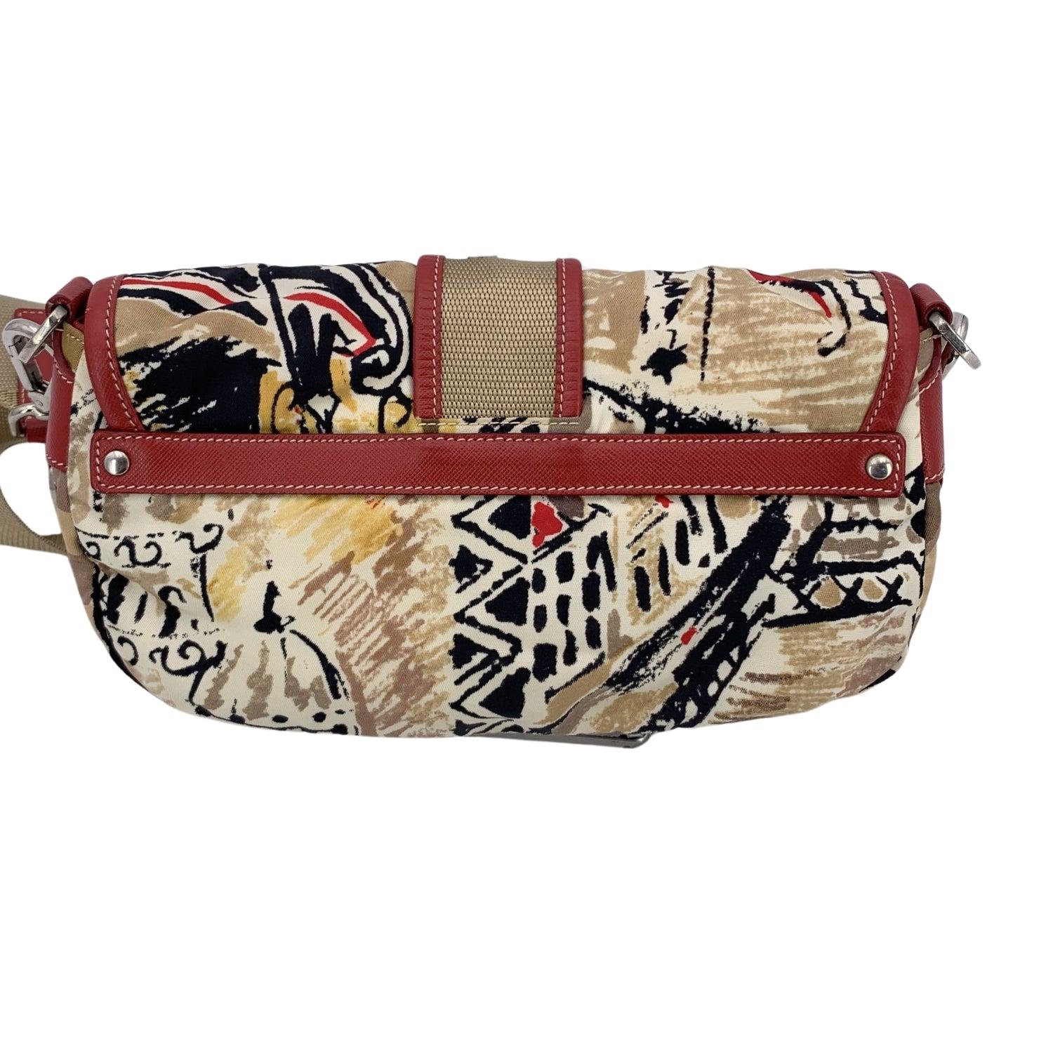 Marron Prada Sac à bandoulière à boucle en tessuto de Venise multicolore BR2604 en vente