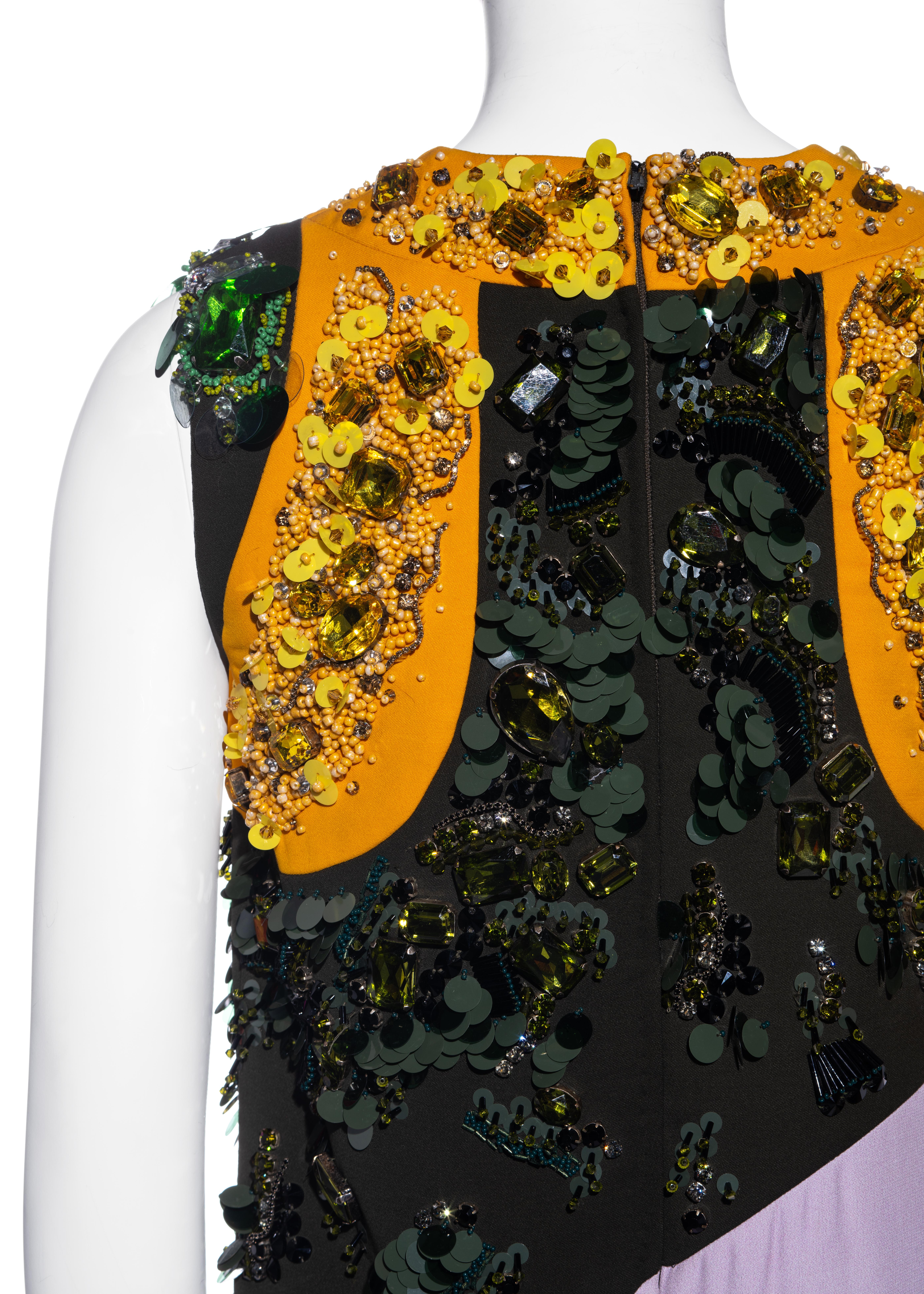 Prada multicoloured embellished artist shift dress ss 2014 For Sale 4
