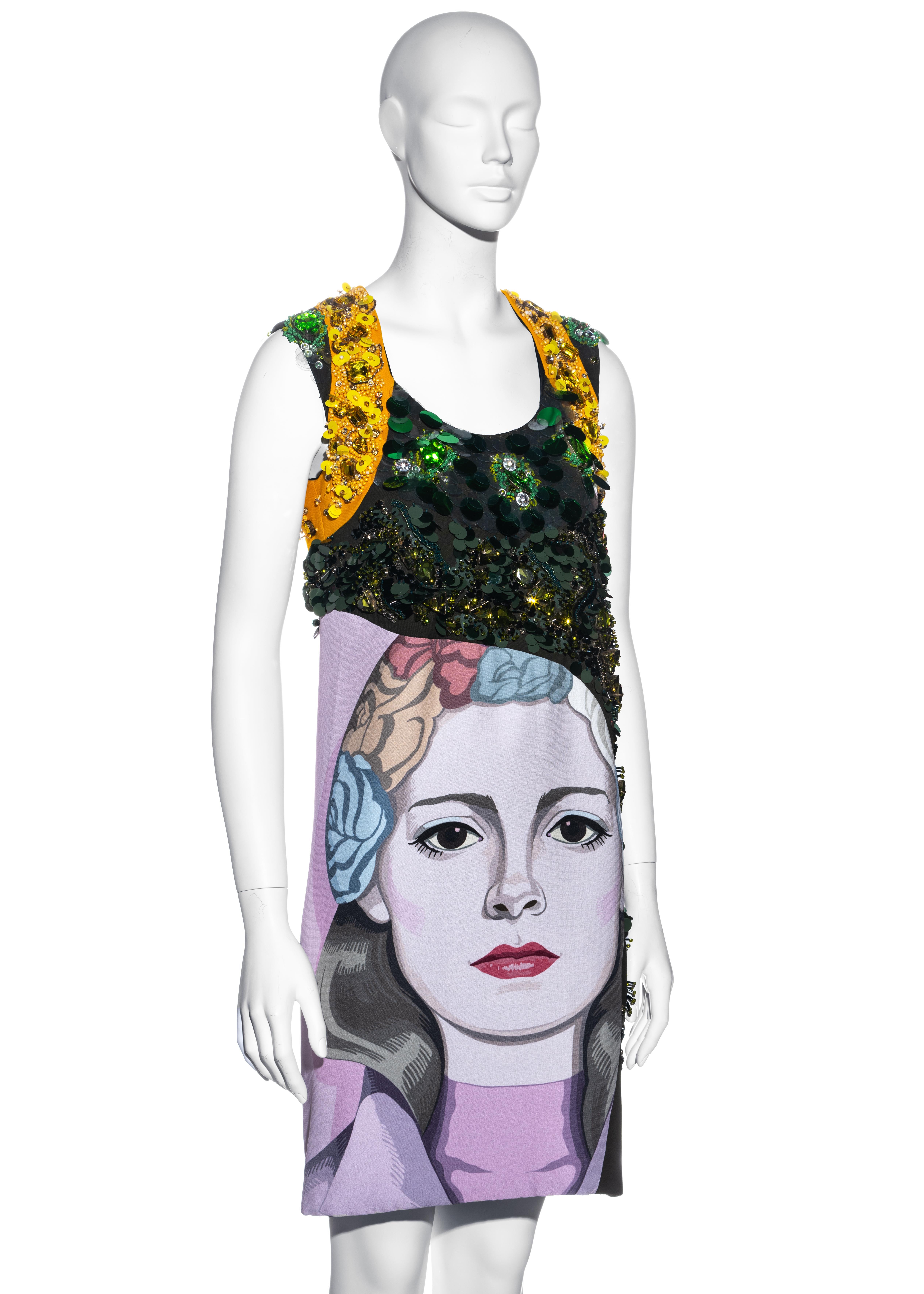 Prada multicoloured embellished artist shift dress ss 2014 In Good Condition For Sale In London, GB