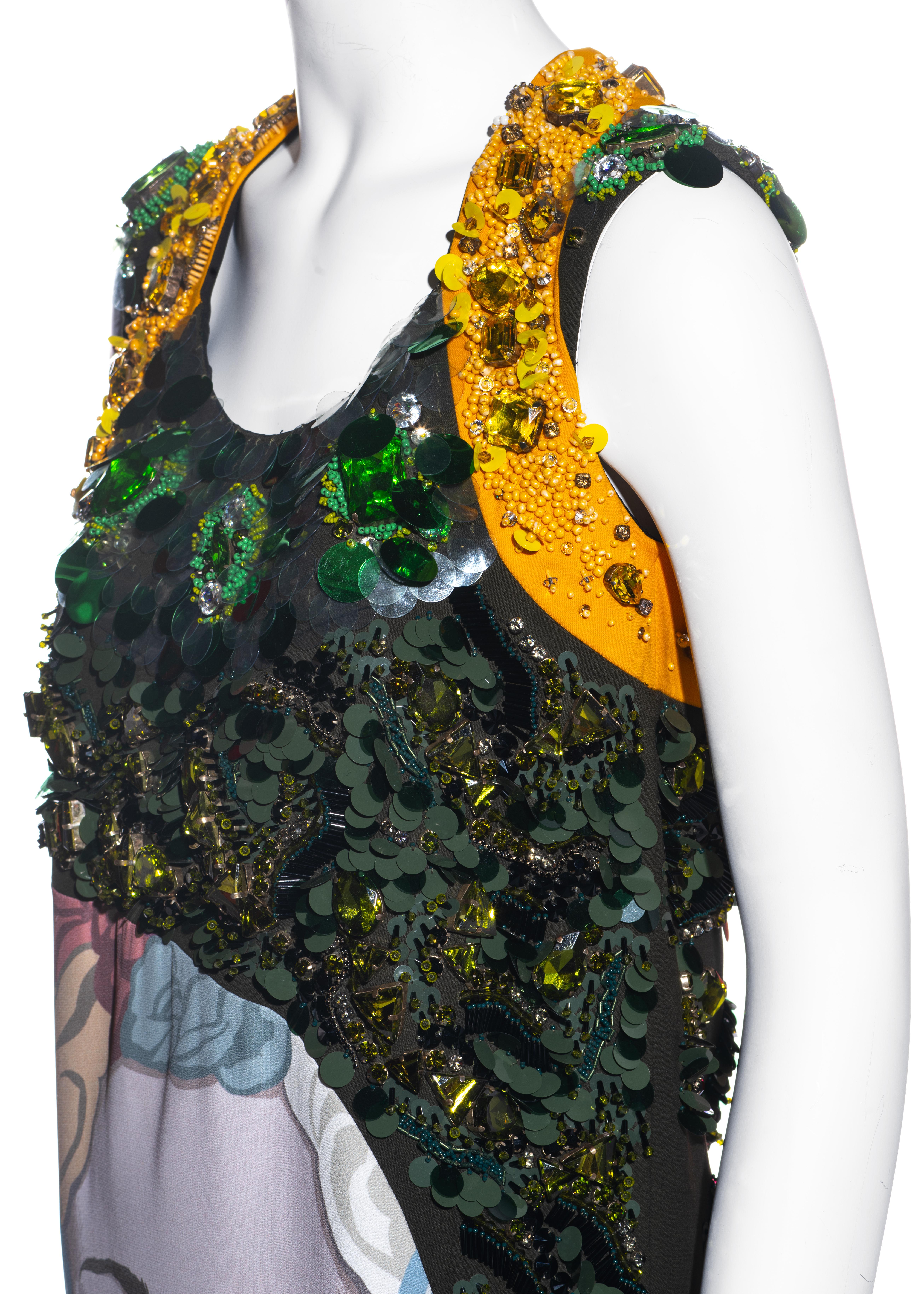 Prada multicoloured embellished artist shift dress ss 2014 For Sale 2