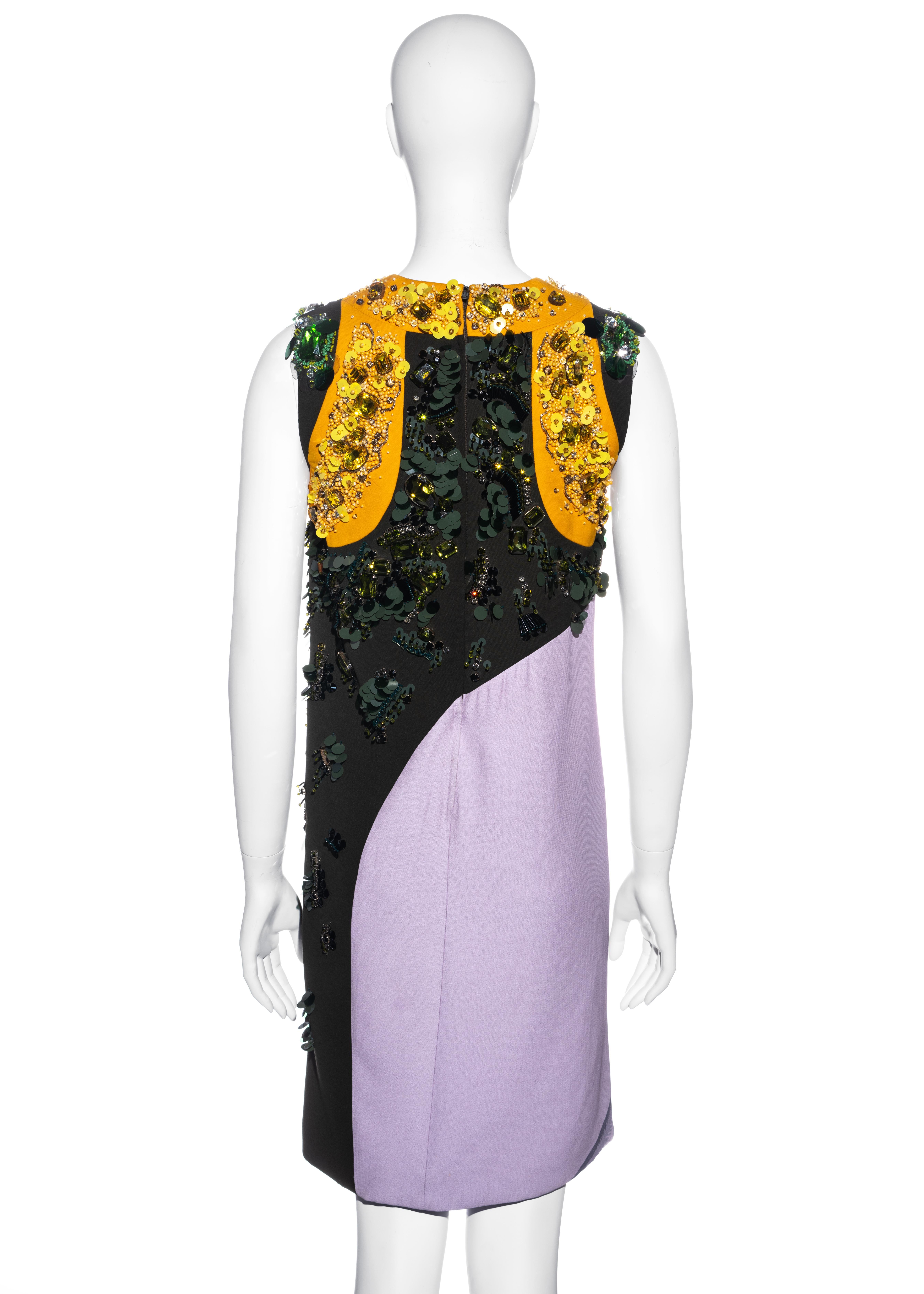 Prada multicoloured embellished artist shift dress ss 2014 For Sale 3