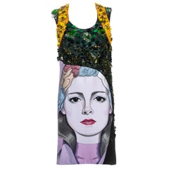 Vintage Prada multicoloured embellished artist shift dress ss 2014