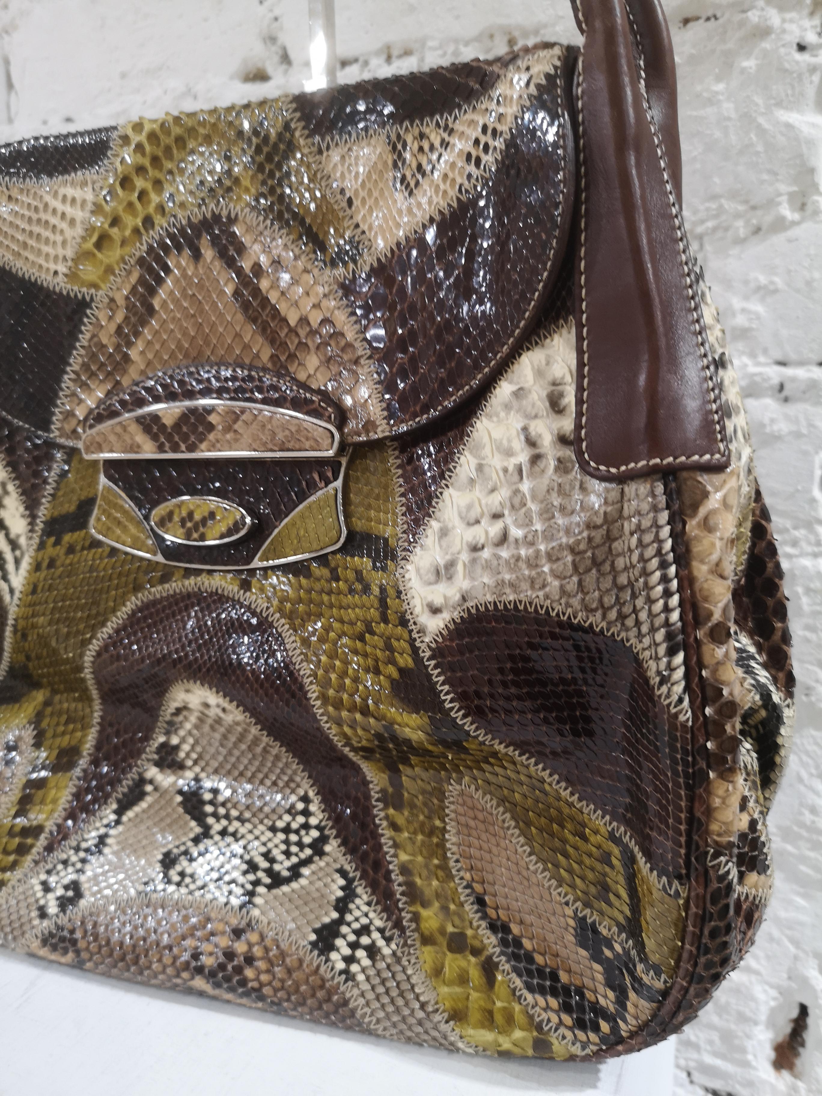 Brown Prada multicoloured python leather shoulder bag