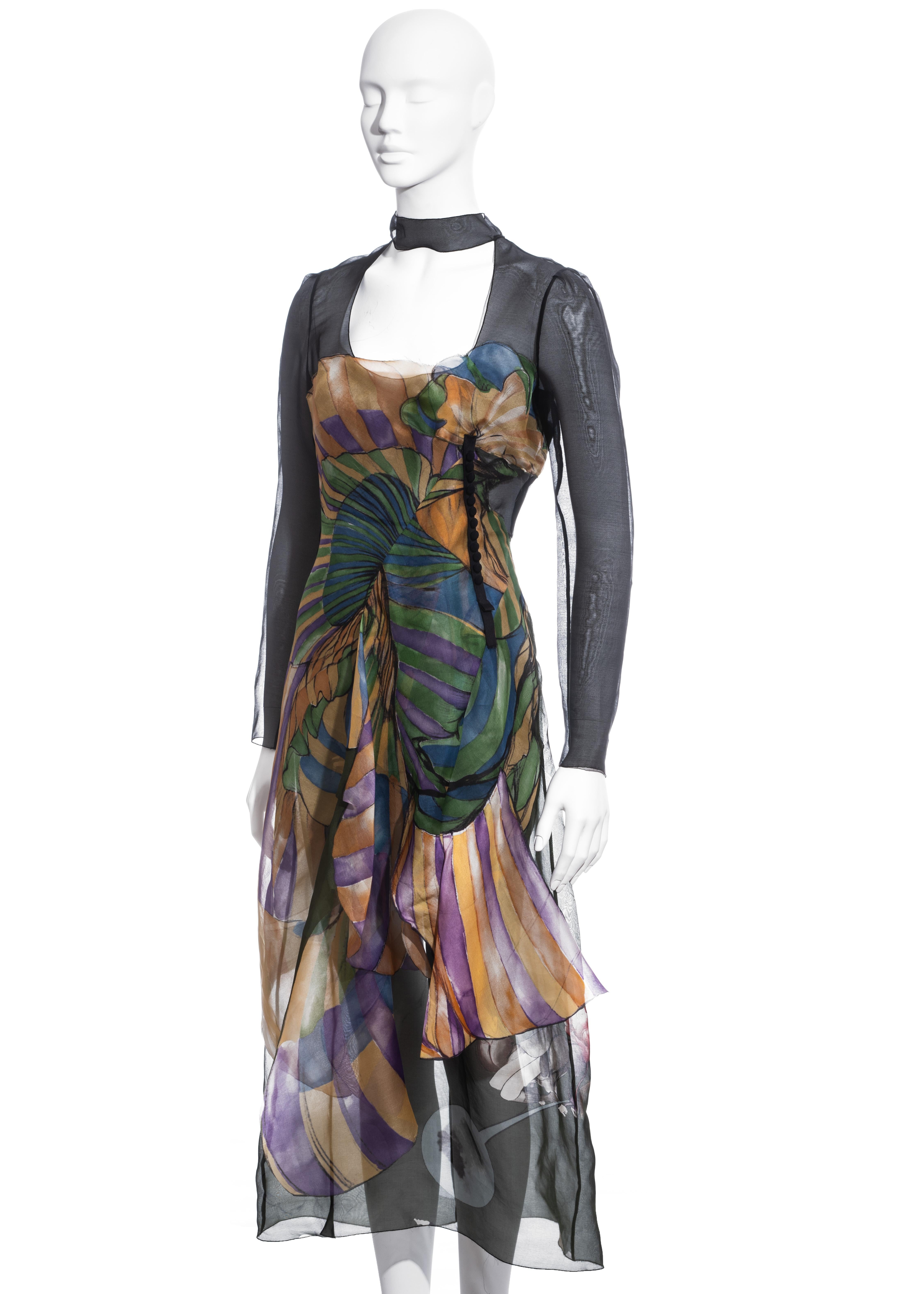 Gray Prada multicoloured silk organza dress with fairy print by James Jean, ss 2008