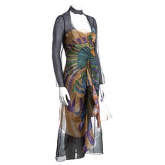 Prada multicoloured silk organza dress with fairy print by James Jean, ss 2008