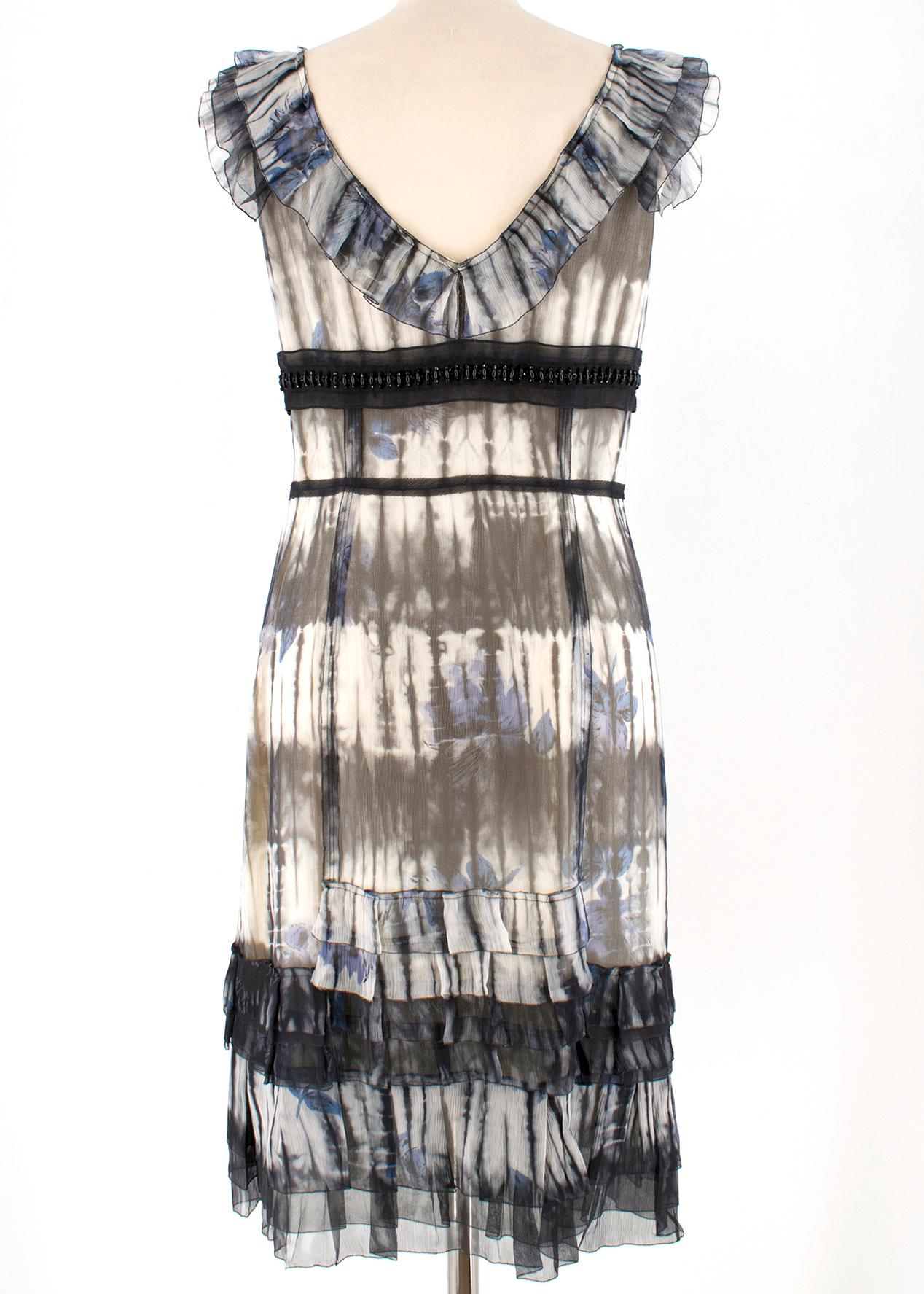 Gray Prada Multicoloured Silk Sequin Frill Dress	42 (IT)