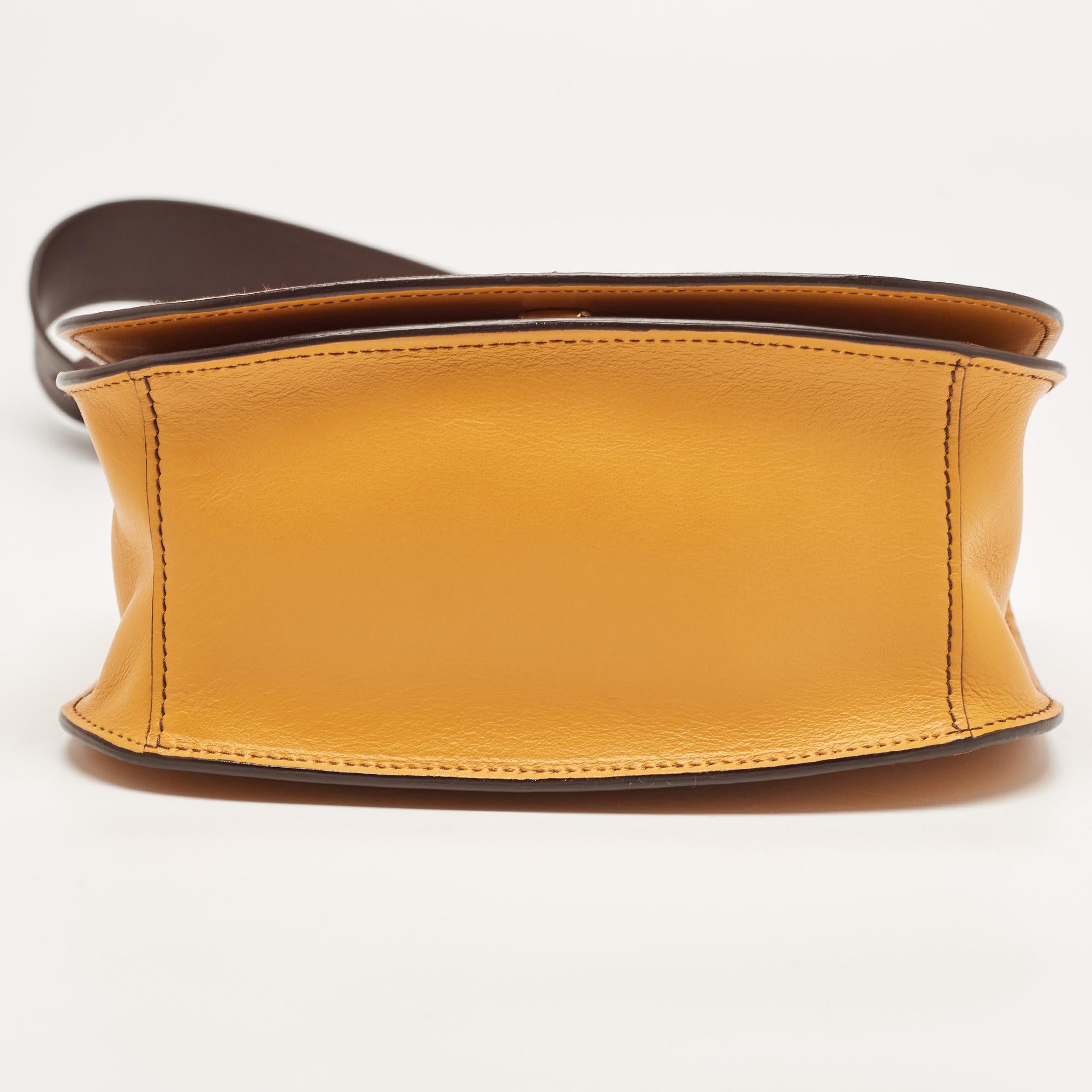 Prada Mustard Yellow/Choco Brown Leather Pionniere Saddle Bag 6