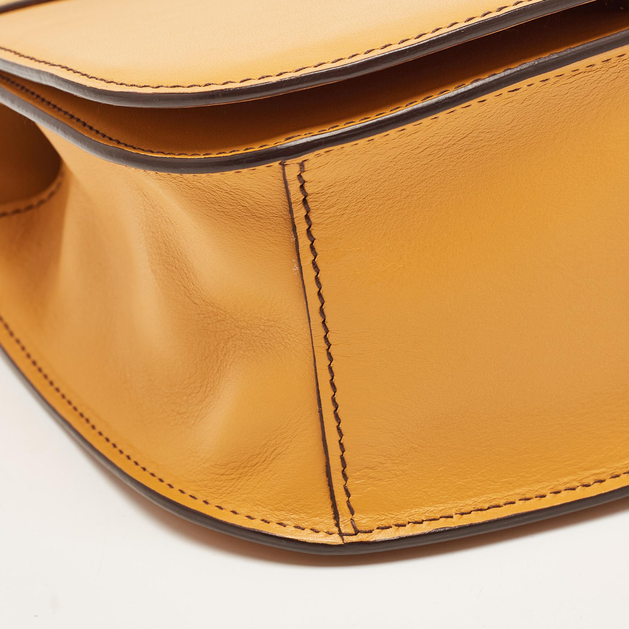 Prada Mustard Yellow/Choco Brown Leather Pionniere Saddle Bag 7