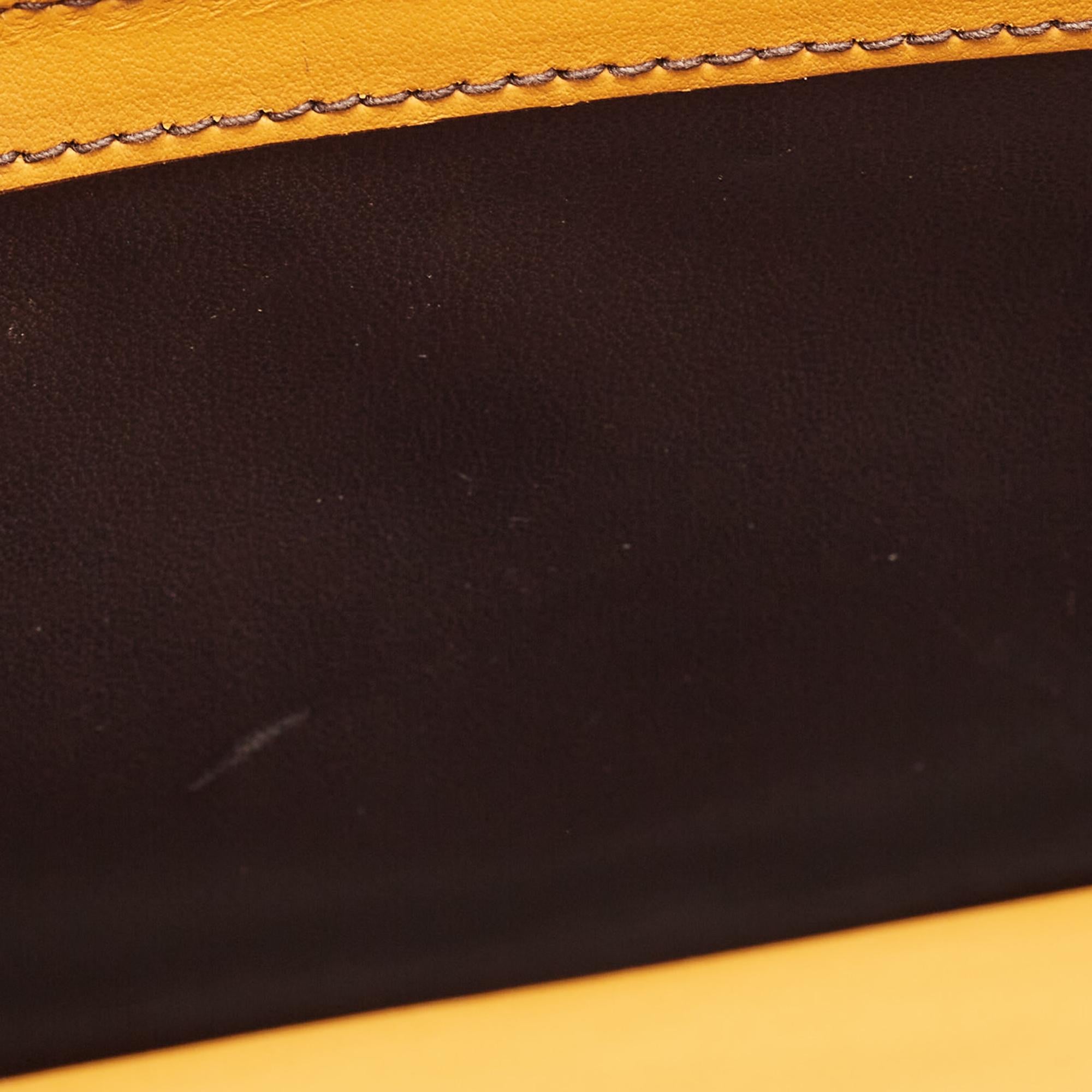 Prada Mustard Yellow/Choco Brown Leather Pionniere Saddle Bag 3
