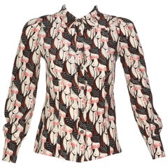 Prada  "Naked Lady" Print Silk Blouse Sex and The City, 2001