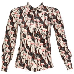 Prada  "Naked Lady" Print Silk Blouse Sex and The City, 2001 