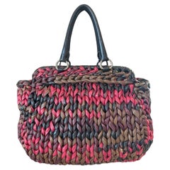 Prada Napa Leather Knit Woven Shopping Bag