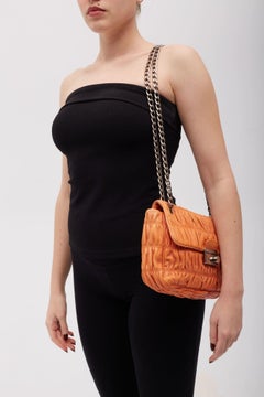 Prada Nappa Gaufre Leather Orange Sound Chain Shoulder Bag