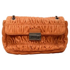 Prada Nappa Gaufre Leather Orange Sound Chain Shoulder Bag