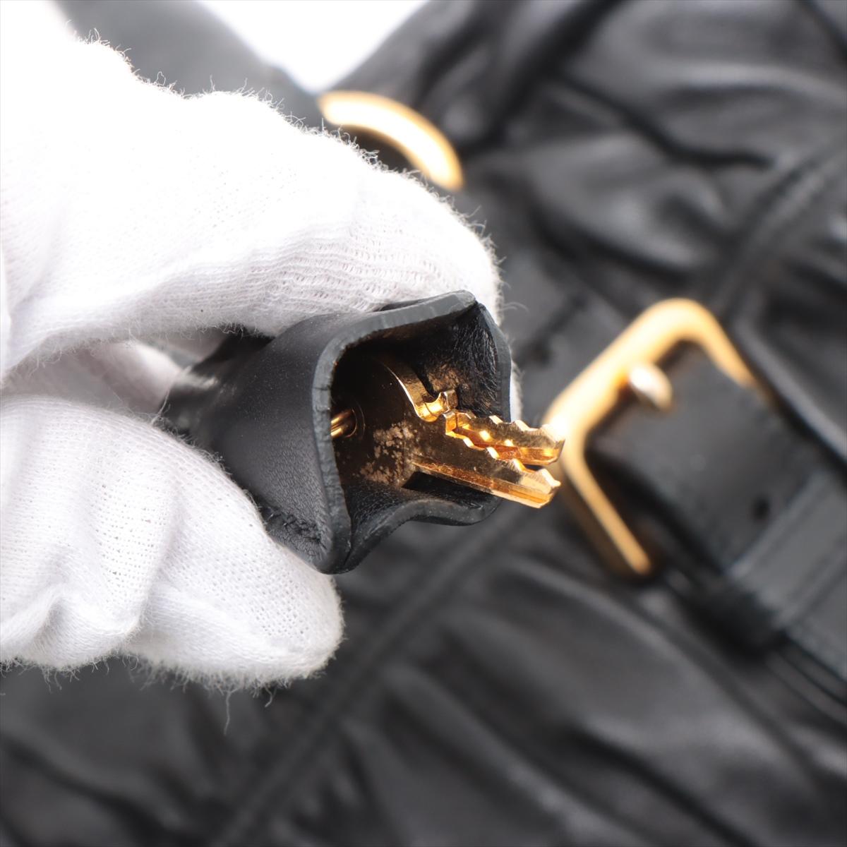 Prada Nappa Gaufre Leather Two-Way Satchel Bag Black 11