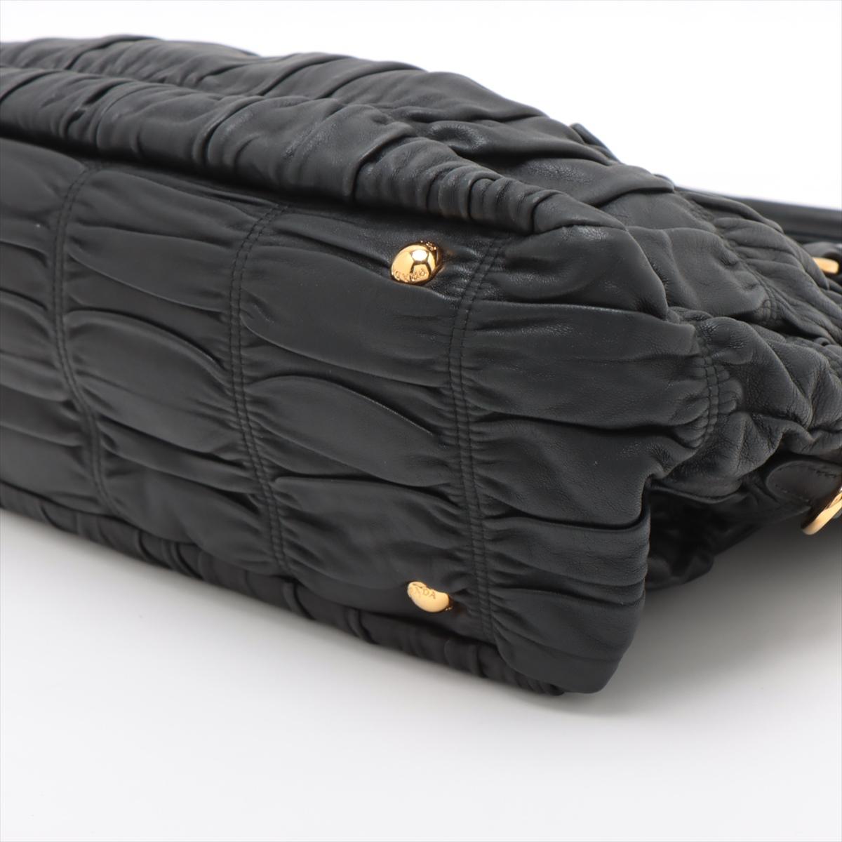Women's Prada Nappa Gaufre Leather Two-Way Satchel Bag Black