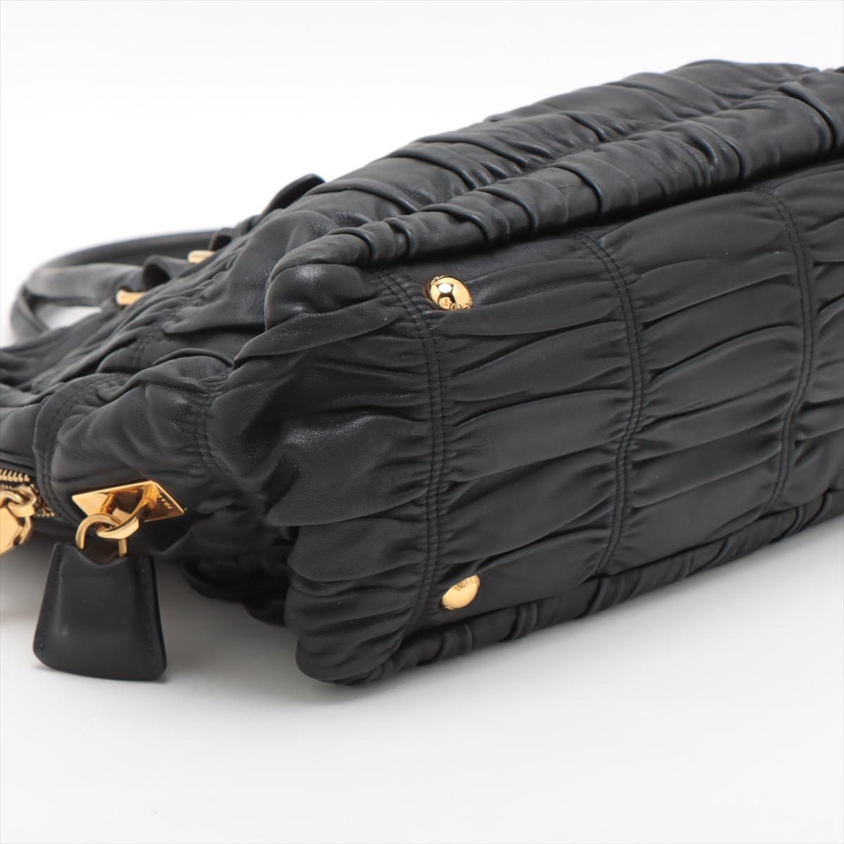Prada Nappa Gaufre Leather Two-Way Satchel Bag Black 1