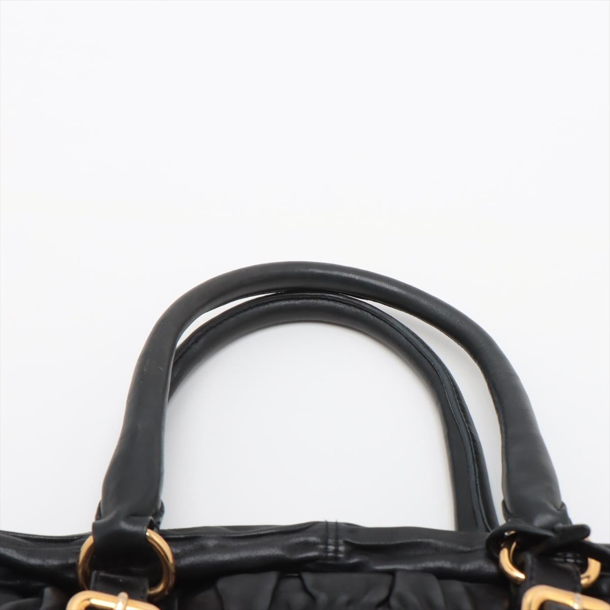 Prada Nappa Gaufre Leather Two-Way Satchel Bag Black 2