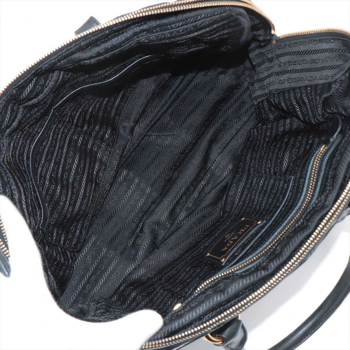 Prada Nappa Gaufre Leather Two-Way Satchel Bag Black 4