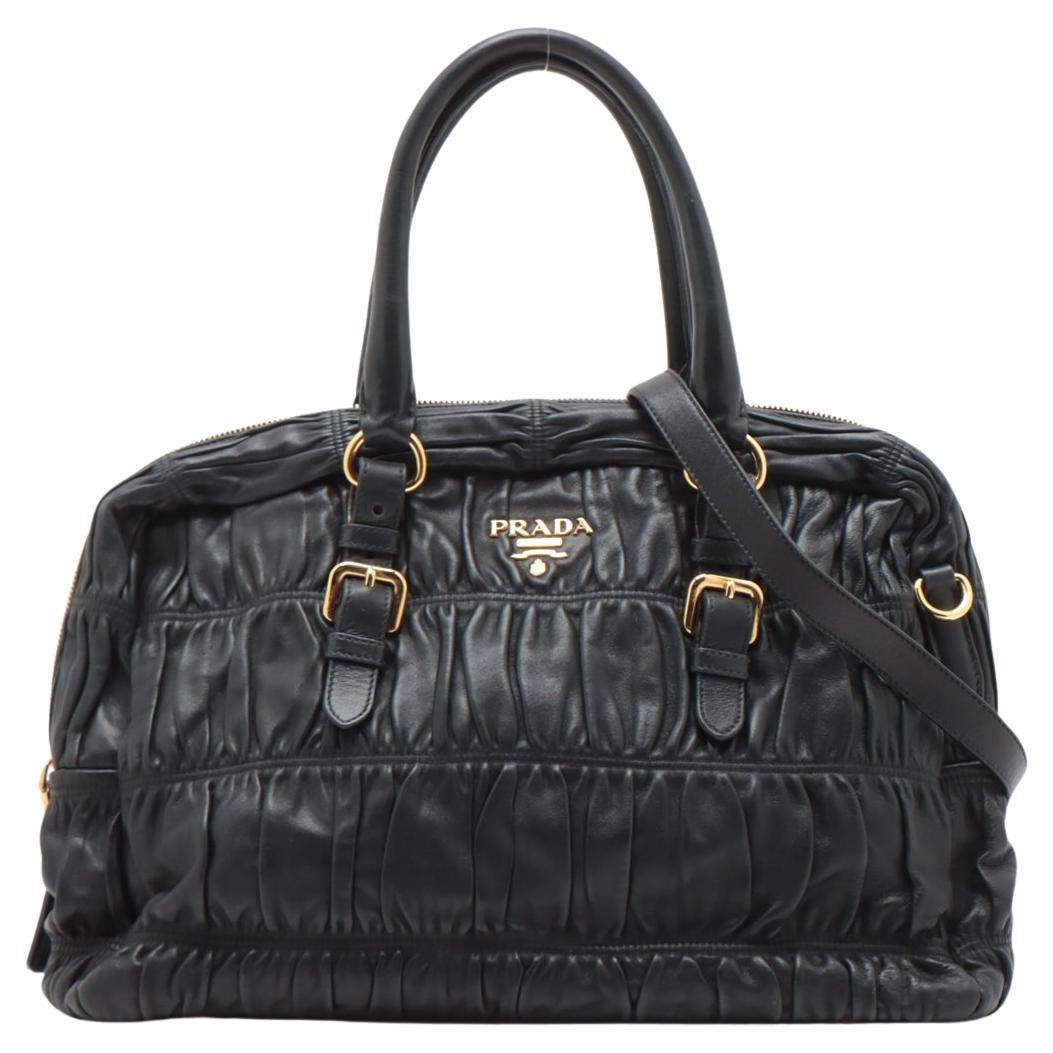 Prada Nappa Gaufre Leather Two-Way Satchel Bag Black