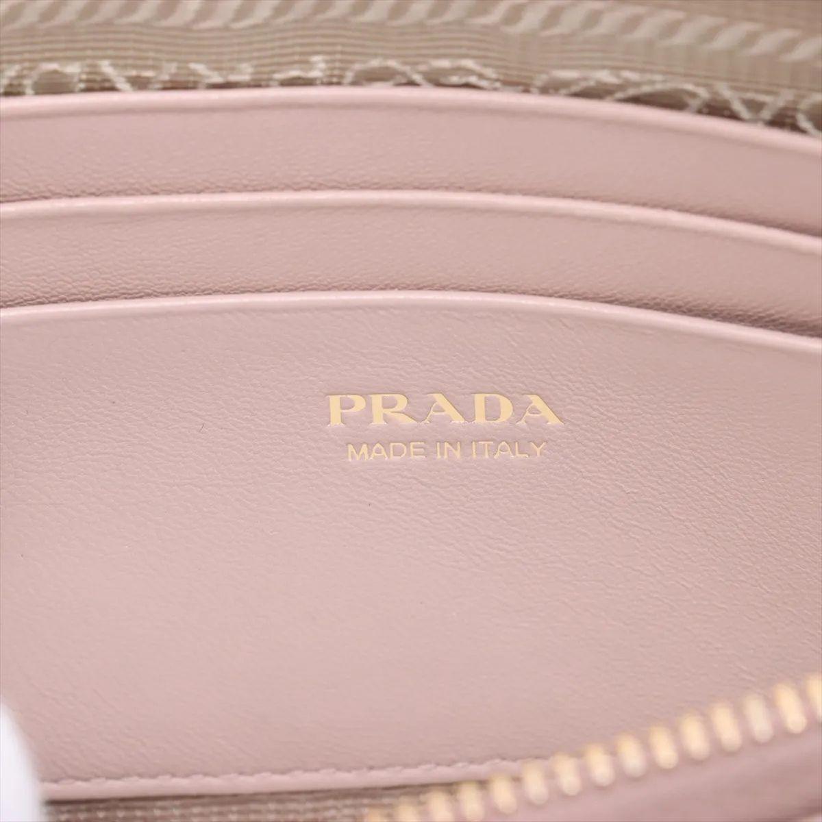 Prada Nappa Impuntu Leder Kette Brieftasche Rosa Beige im Angebot 5