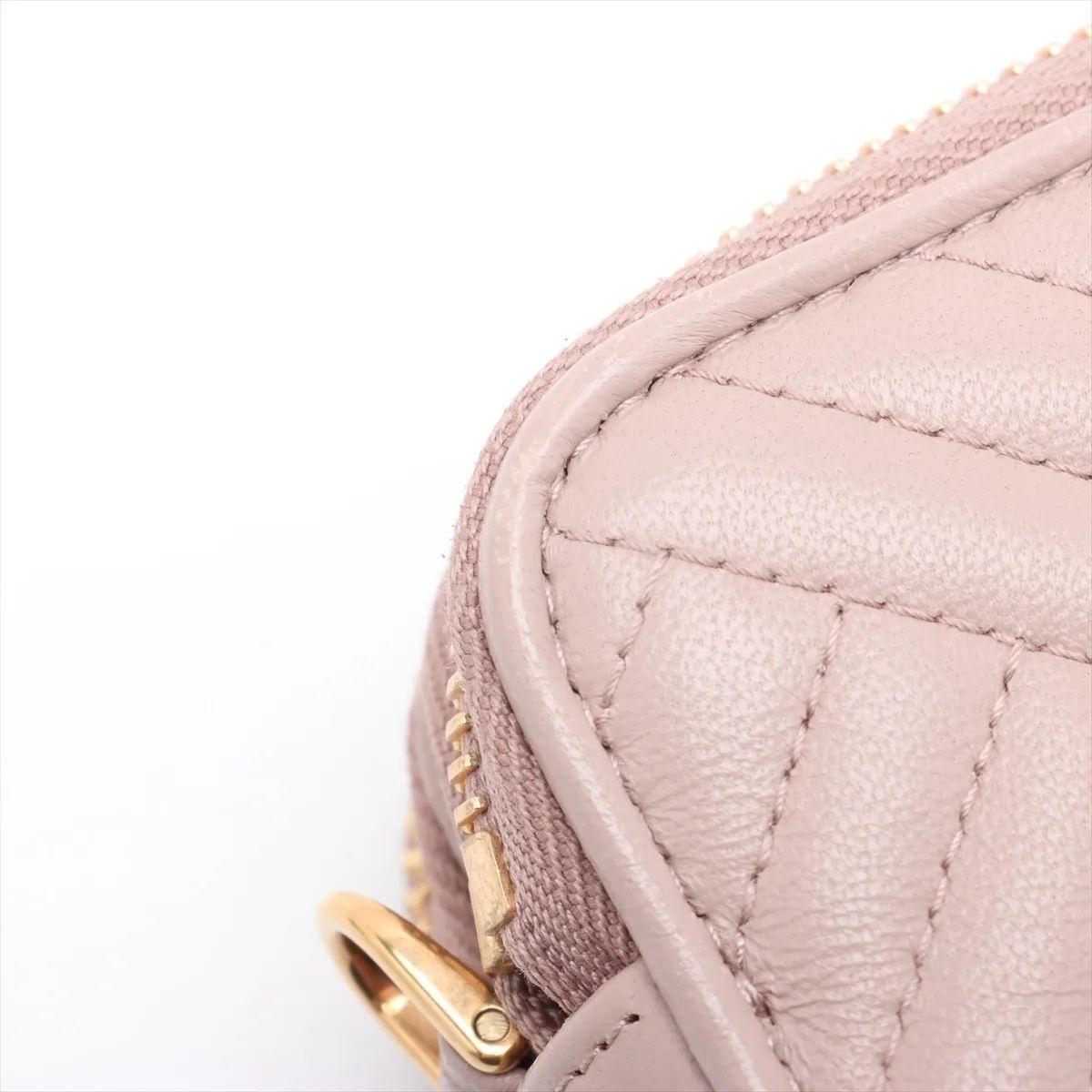 Prada Nappa Impuntu Leder Kette Brieftasche Rosa Beige im Angebot 9